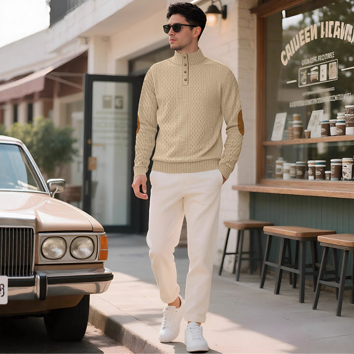 Herren Strickpullover mit hohem Kragen und eleganten Knopfleisten Aliams