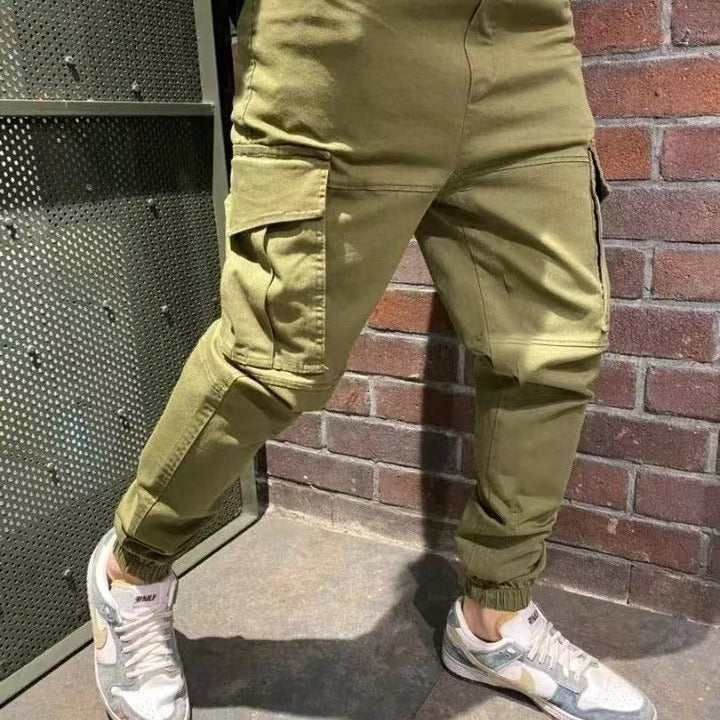 Herren Cargo-Hose mit Seitentaschen und elastischem Bund Aliams