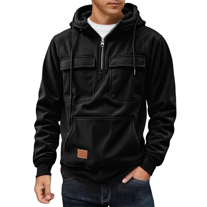 Herren Fleecepullover mit angezipptem Kragen und praktischen Taschen Aliams
