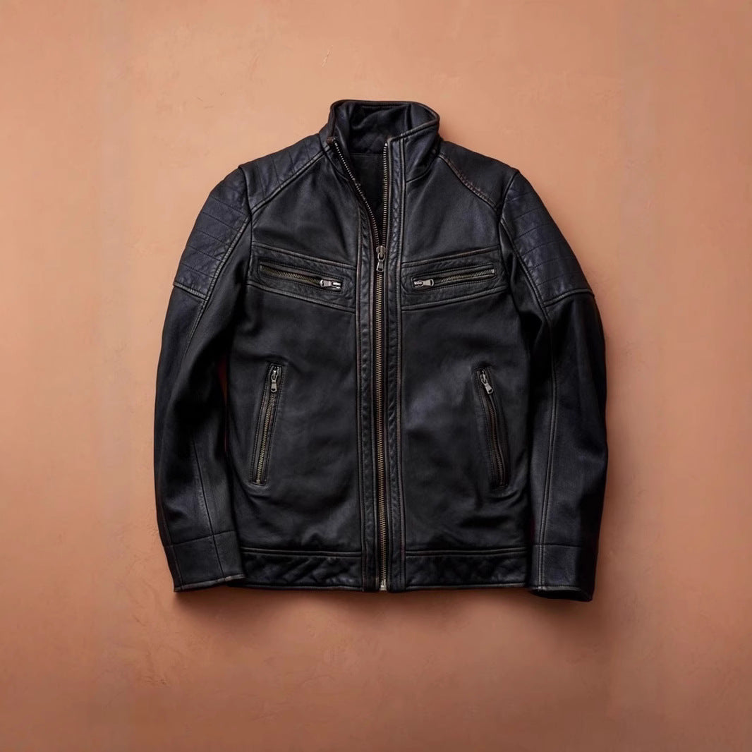 Herren Bikerjacke mit funktionalen Taschen und einzigartiger Steppung Aliams