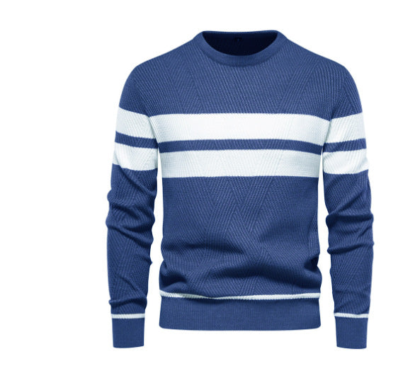 Herren Strickpullover mit modernem Strukturdesign und klassischen Streifen Aliams