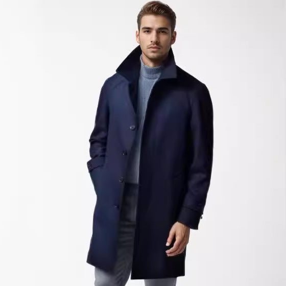 Herren klassischer Trenchcoat mit stilvollem Gürtel und doppelter Knopfreihe Aliams