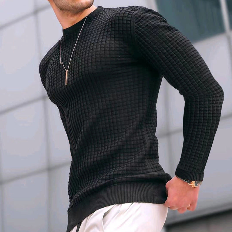 Herren strukturiertes Langarmshirt mit Rundhalsausschnitt Aliams