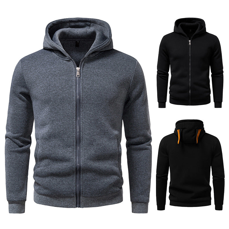 Herren komfortabler Kapuzenpullover mit durchgehendem Reißverschluss Aliams