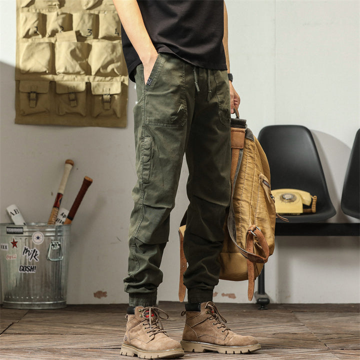 Herren bequeme Cargo-Hose mit elastischem Bund und multifunktionalen Taschen Aliams