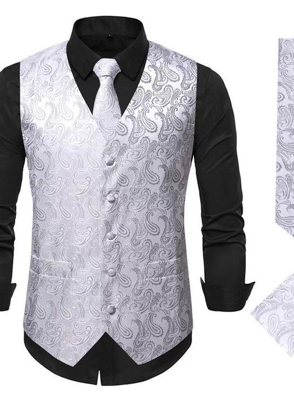 Herren elegante Anzugweste mit Paisley-Muster Aliams