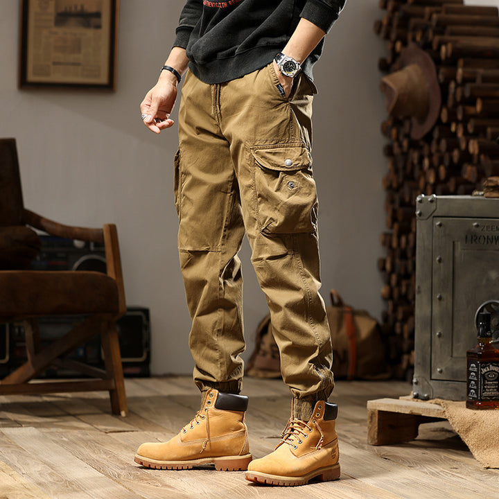Herren vielseitige Cargo-Hose mit gepolsterten Taschen und elastischem Bund Aliams