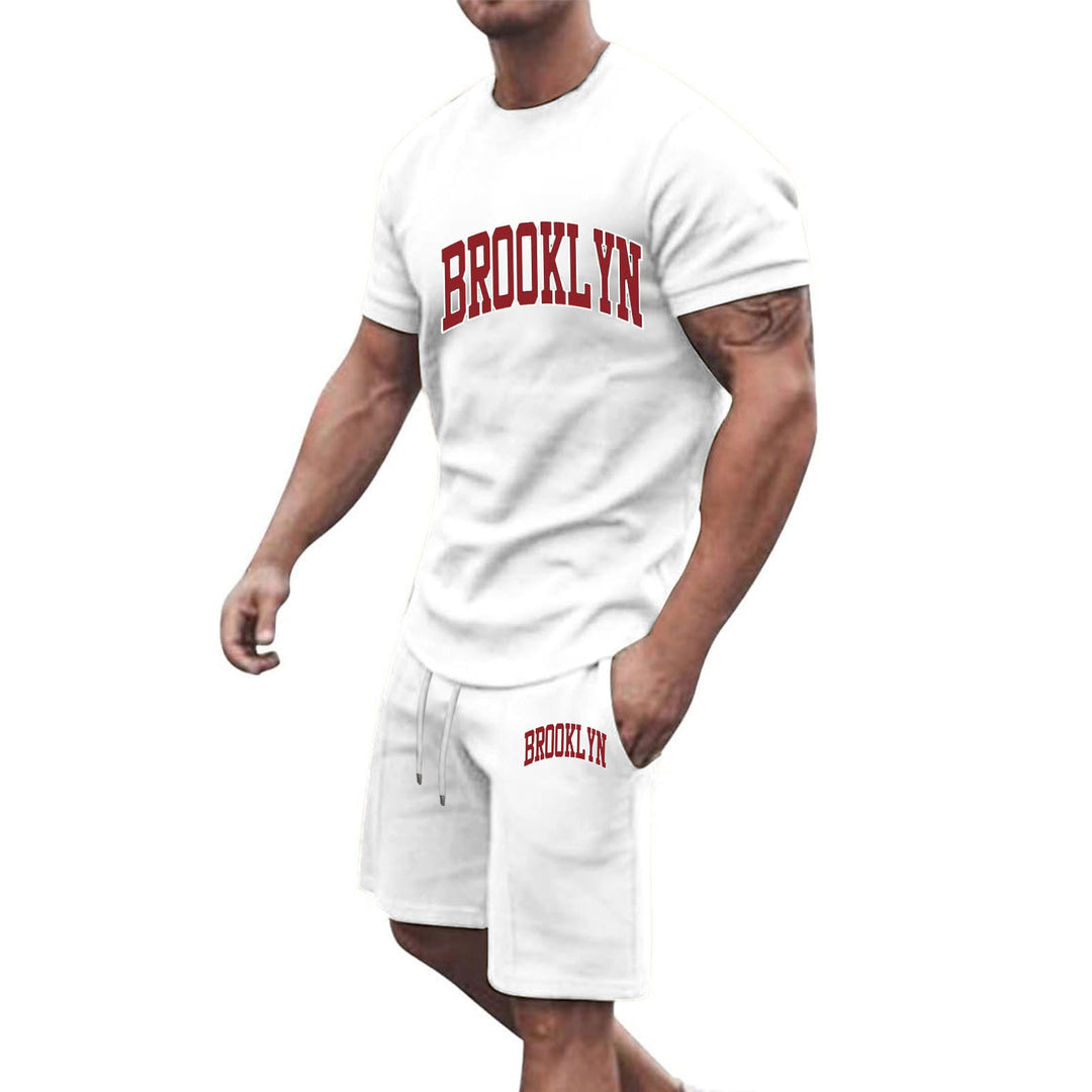 Herren Sportliche Baumwoll-Kurzarm-Pullover und Shorts Set Aliams