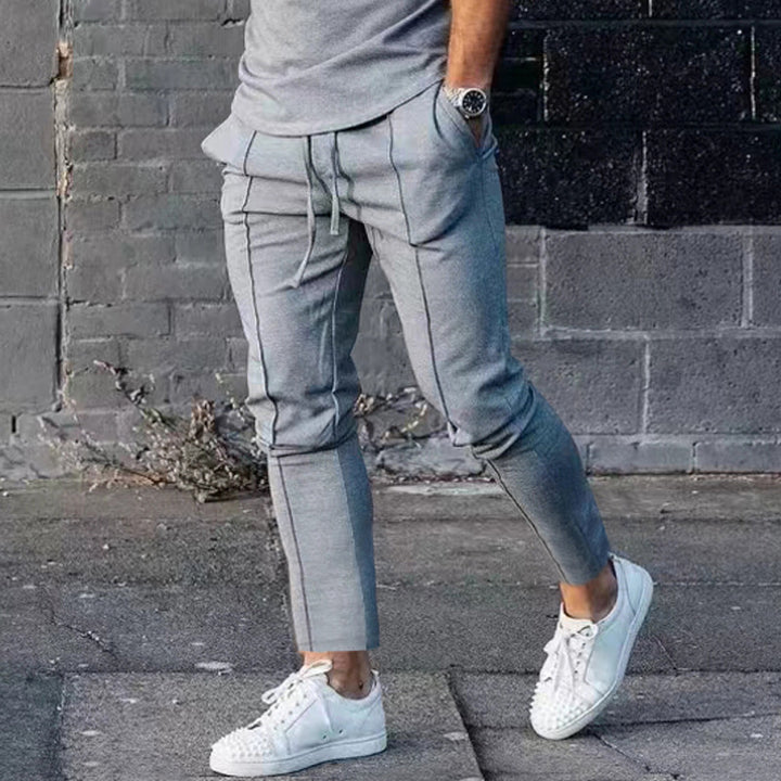 Herren stylische Freizeithose mit verstellbarem Kordelzug und seitlichen Eingrifftaschen Aliams