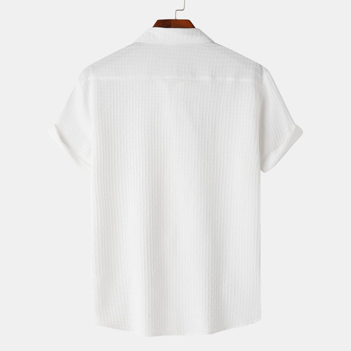 Herren Kurzarmhemd aus atmungsaktivem Strukturstoff mit eleganter Knopfleiste Aliams