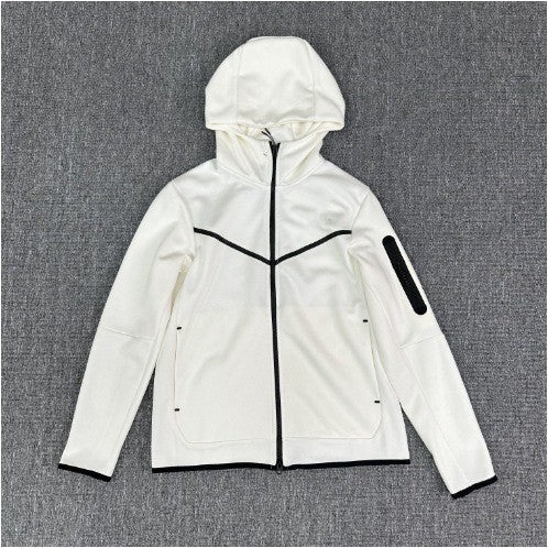 Herren sportliche Fleecejacke mit verstellbarem Kapuzenkragen und funktionalen Reißverschlusstaschen Aliams