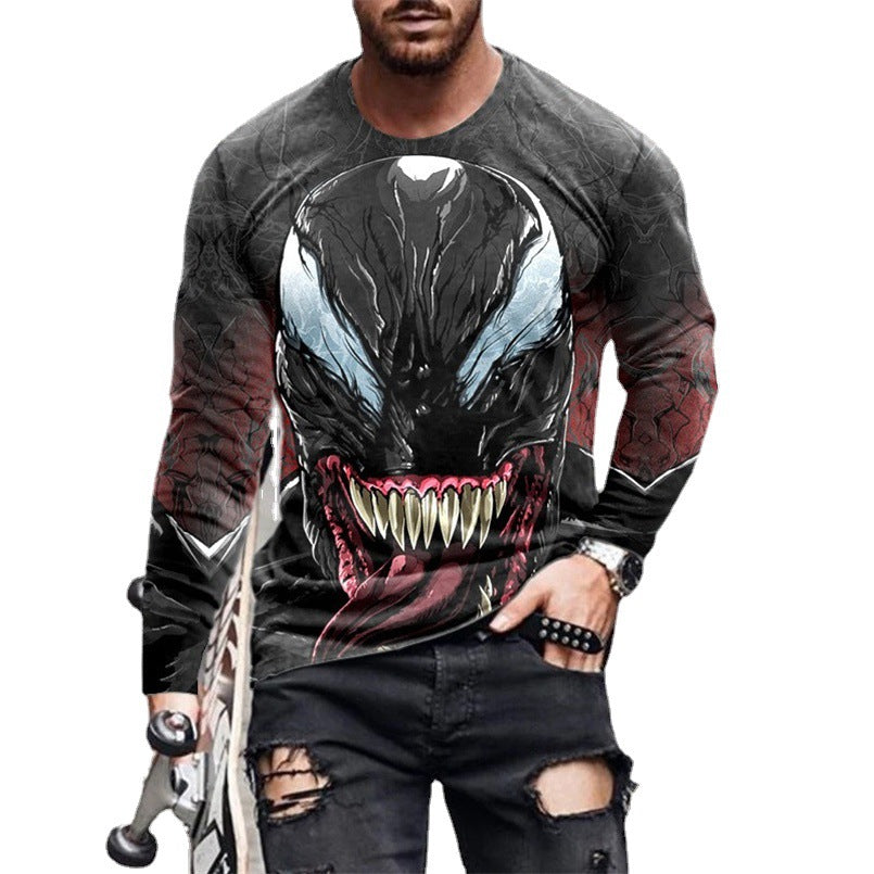 Herren Langarm T-Shirt mit künstlerischem Venom-Design Aliams