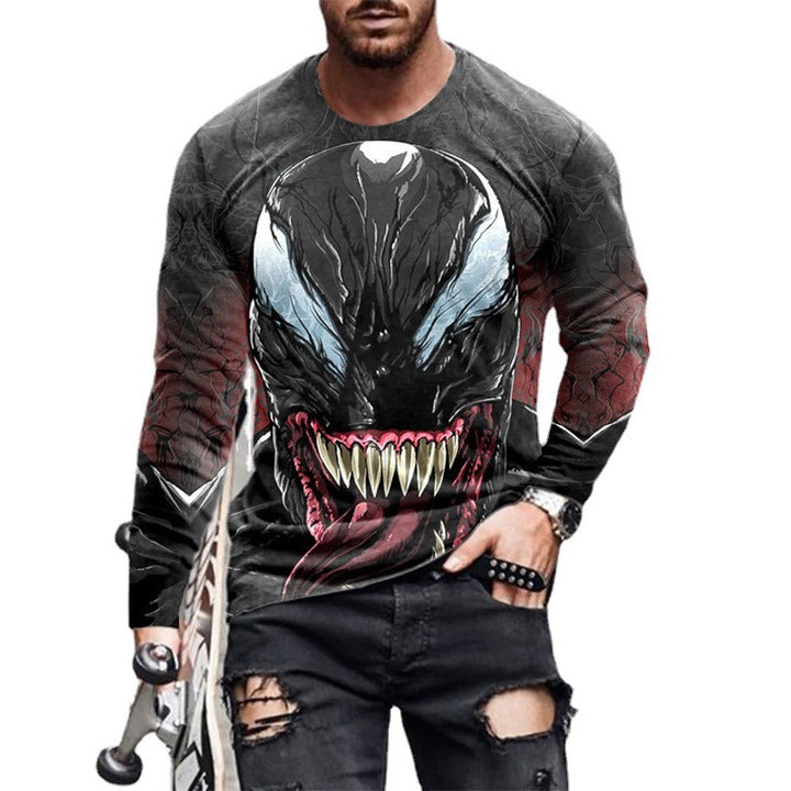 Herren Langarm T-Shirt mit künstlerischem Venom-Design Aliams