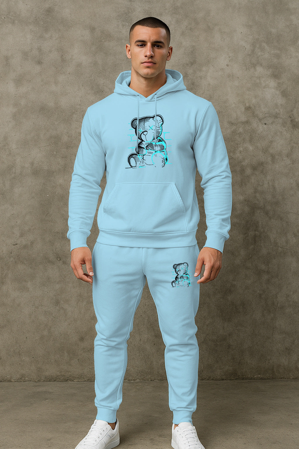 Herren bequemer Hoodie und Jogginghose Set mit einzigartigem Grafikdruck Aliams