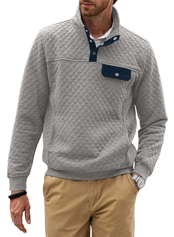 Herren Stepppullover mit modernem Kragen und praktischer Brusttasche Aliams