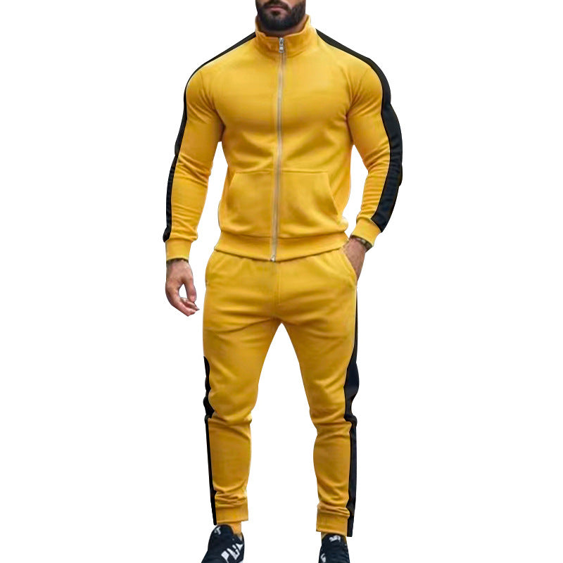 Herren sportliches Trainingsanzug mit weichem Fleece und Kontraststreifen Aliams