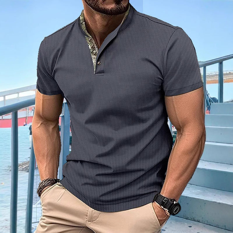 Herren Poloshirt mit modischem Kragen und strukturierter Oberfläche Aliams