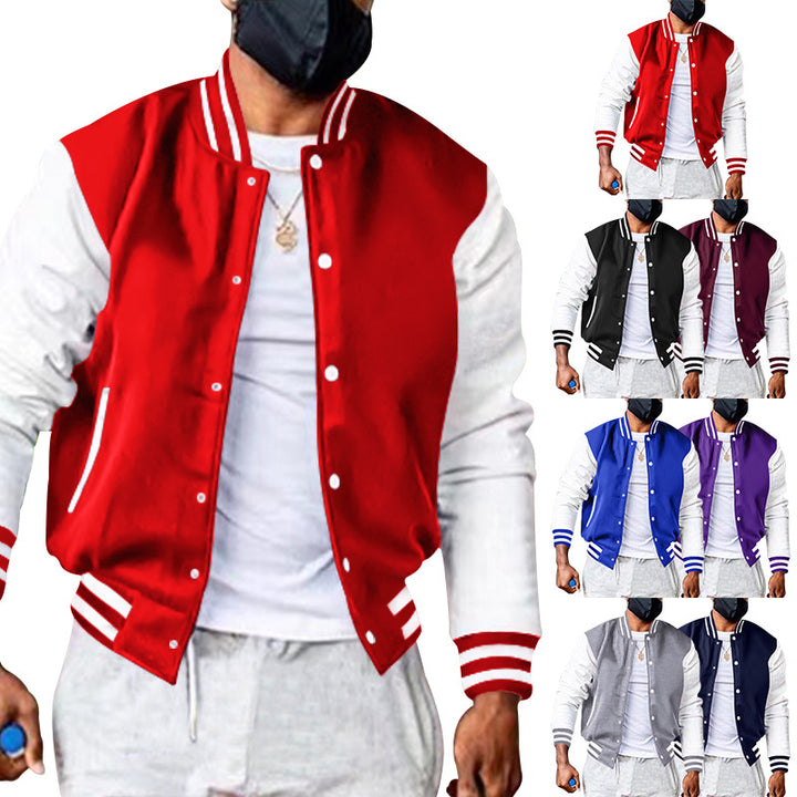 Herren Varsity-Jacke mit farblich abgesetzten Ärmeln und seitlichen Taschen Aliams