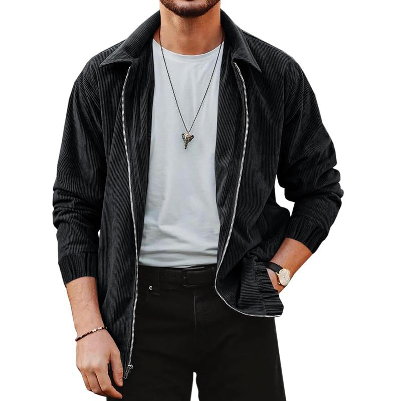 Herren bequeme Cordjacke mit durchgehender Reißverschlussfunktion Aliams
