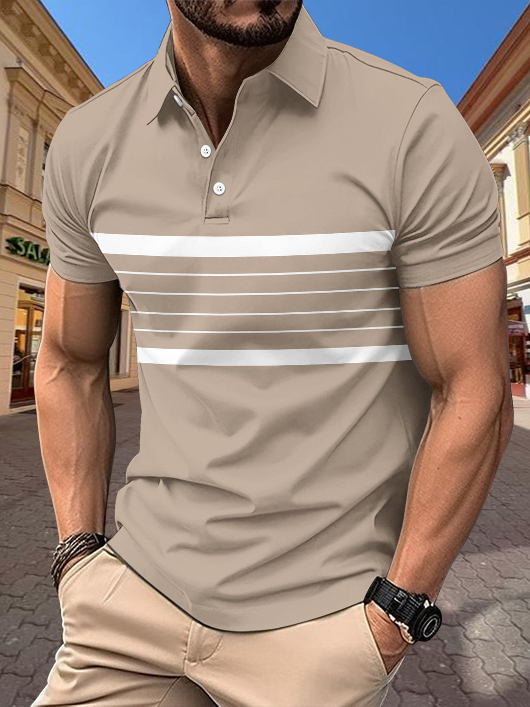 Herren Poloshirt mit modernem Streifenmuster und sportlicher Passform Aliams