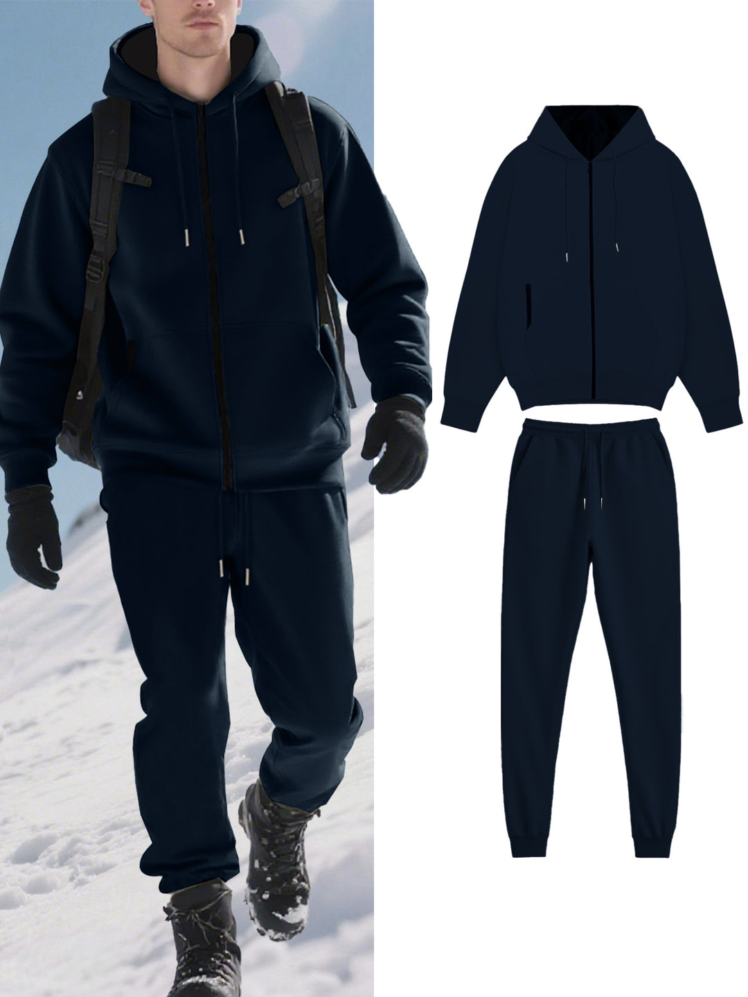 Herren Funktions-Jogginganzug mit warmem Futter und praktischen Taschen Aliams