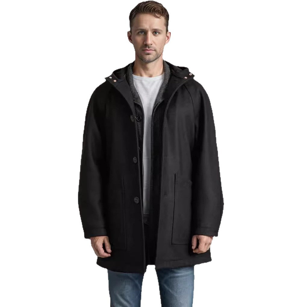 Herren elegante und kuschelige Steppjacke mit Kapuze Aliams