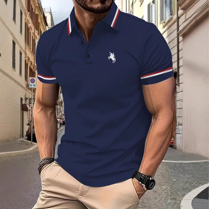 Herren Sportliches Poloshirt mit modernem Kragen und Kontraststreifen Aliams