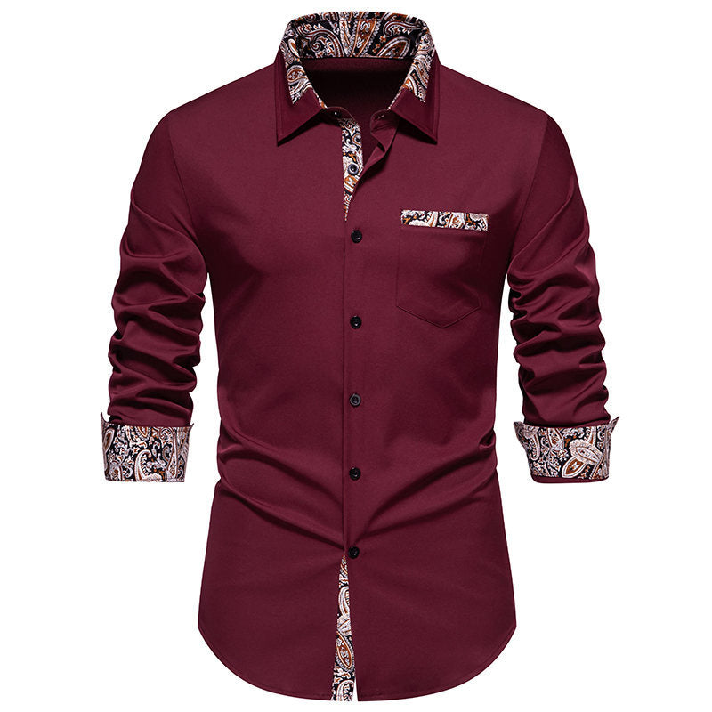Herren klassisches Langarmhemd mit modernem Paisley-Muster Aliams