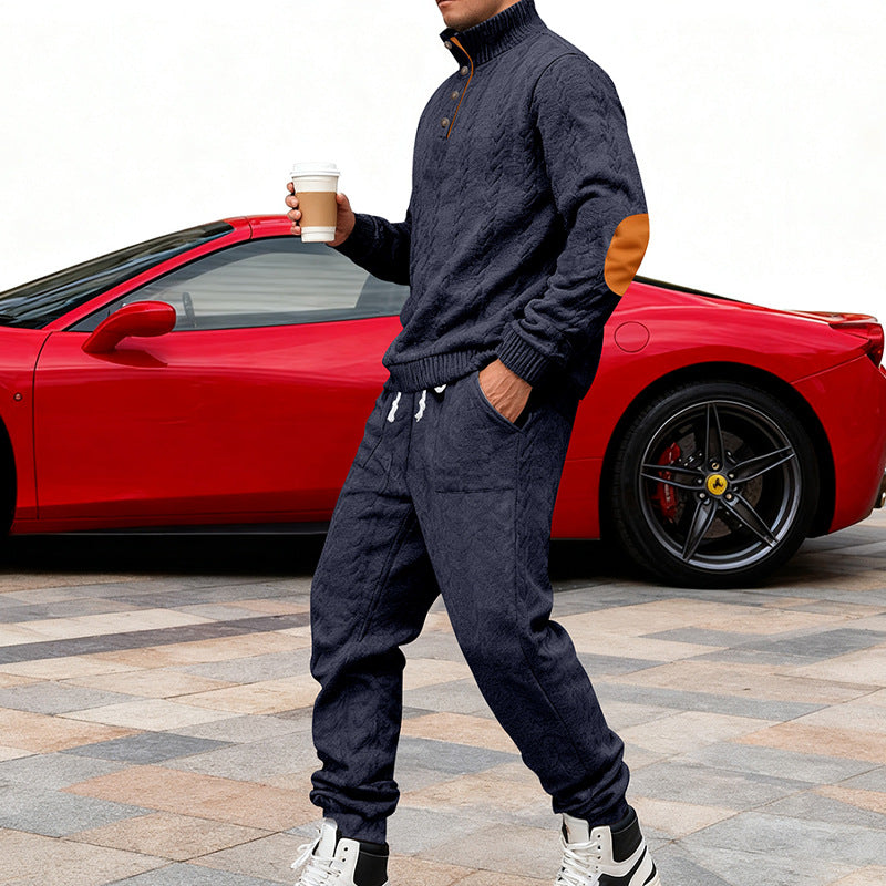 Herren Freizeitsportanzug mit strukturiertem Oberteil und seitlichen Taschen Aliams