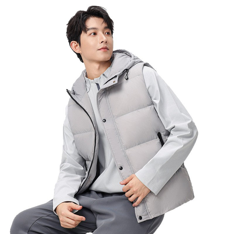 Herren gesteppte Weste mit abnehmbarer Kapuze und tiefen Taschen Aliams