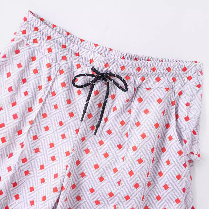 Herren Sportliches Kurzarmset mit Reißverschluss und modernem Muster Aliams