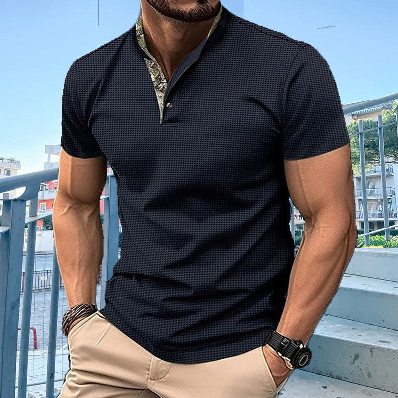 Herren Poloshirt mit modischem Kragen und strukturierter Oberfläche Aliams