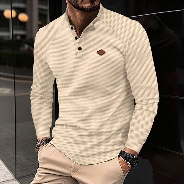 Herren Poloshirt mit modernem Stehkragen und strukturiertem Design Aliams