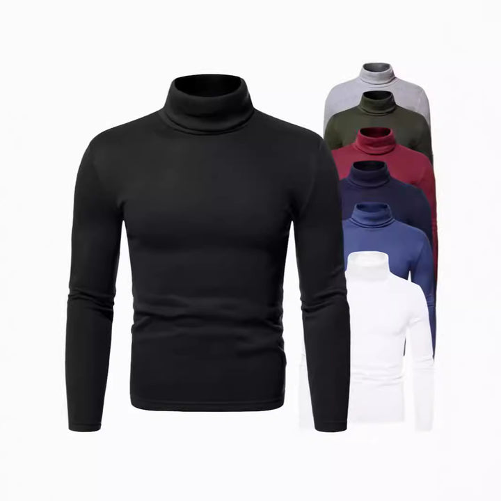 Herren Rollkragenpullover aus weichem Baumwollmix mit körperbetontem Schnitt Aliams