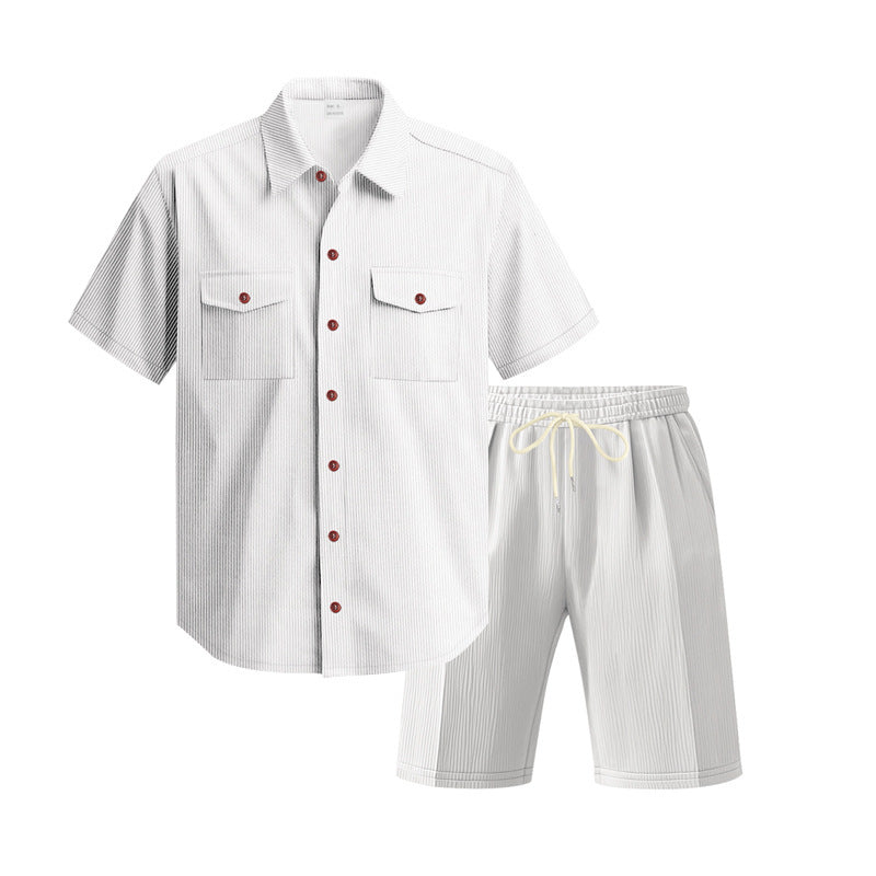 Herren elegantes Kurzarmhemd und kurze Hose Set Aliams
