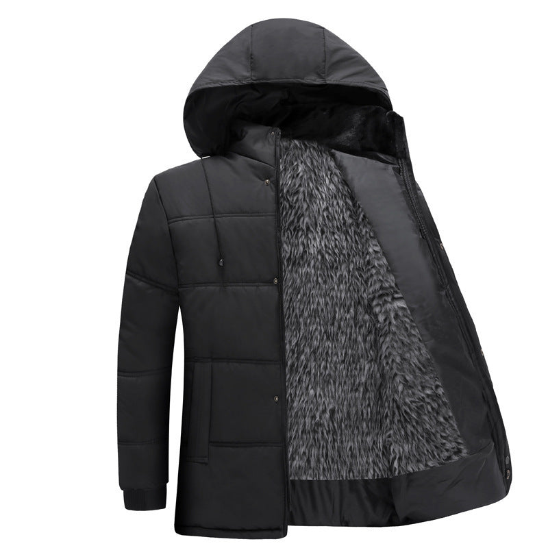 Herren gesteppte Winterjacke mit flauschigem Innenfutter und verstellbarem Kapuzenkragen Aliams