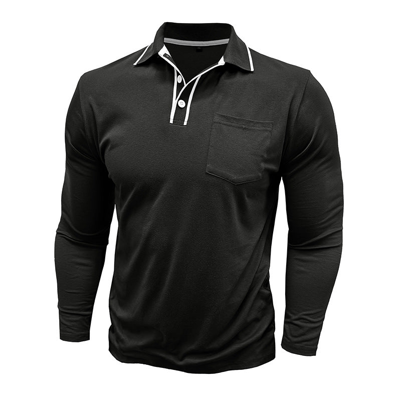 Herren Modisches Langarm-Polo mit Kontrastkragen Aliams