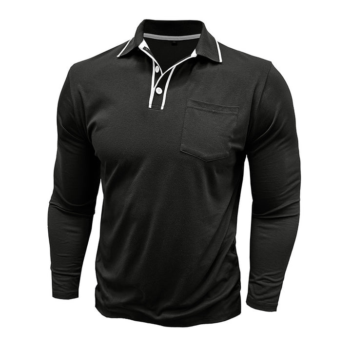 Herren Modisches Langarm-Polo mit Kontrastkragen Aliams
