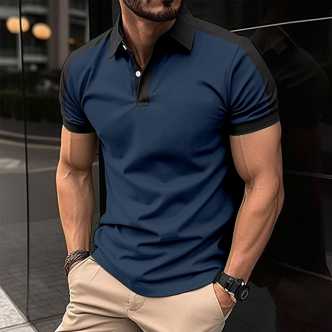 Herren Kurzarm Poloshirt mit modischem Farbblockdesign und schickem Gewebematerial Aliams