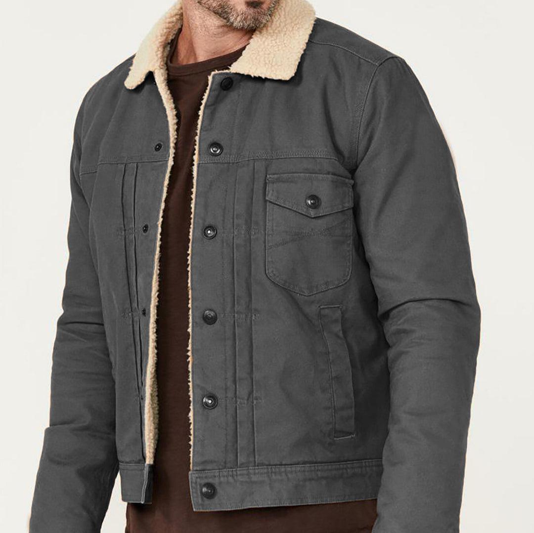 Herren Baumwolljacke mit Fleece-Kragen und seitlichen Taschen Aliams