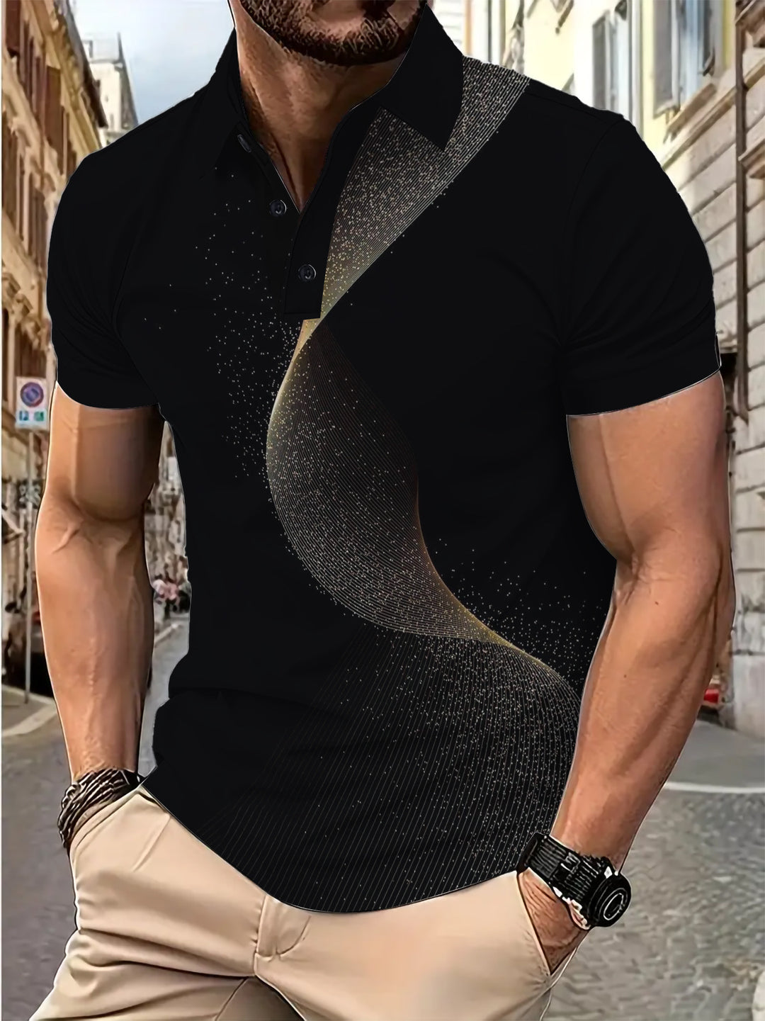 Herren Kurzarm Poloshirt mit stilvollem Grafikdesign Aliams
