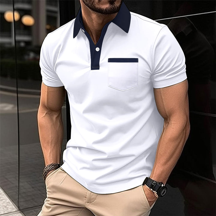 Herren Poloshirt mit modernem Kontrastkragen und praktischer Brusttasche Aliams