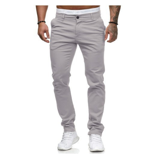 Herren stylische Slim-Fit Chinohose mit elastischem Bund und seitlichen Taschen Aliams