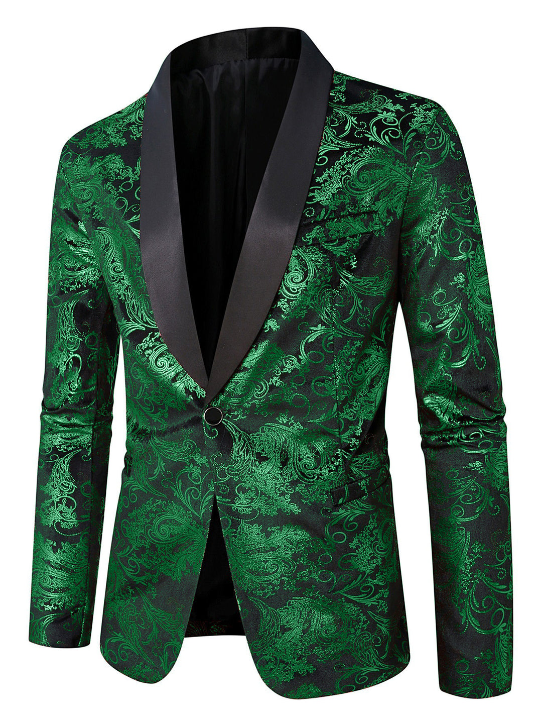 Herren eleganter Pailletten Blazer mit floralem Muster Aliams
