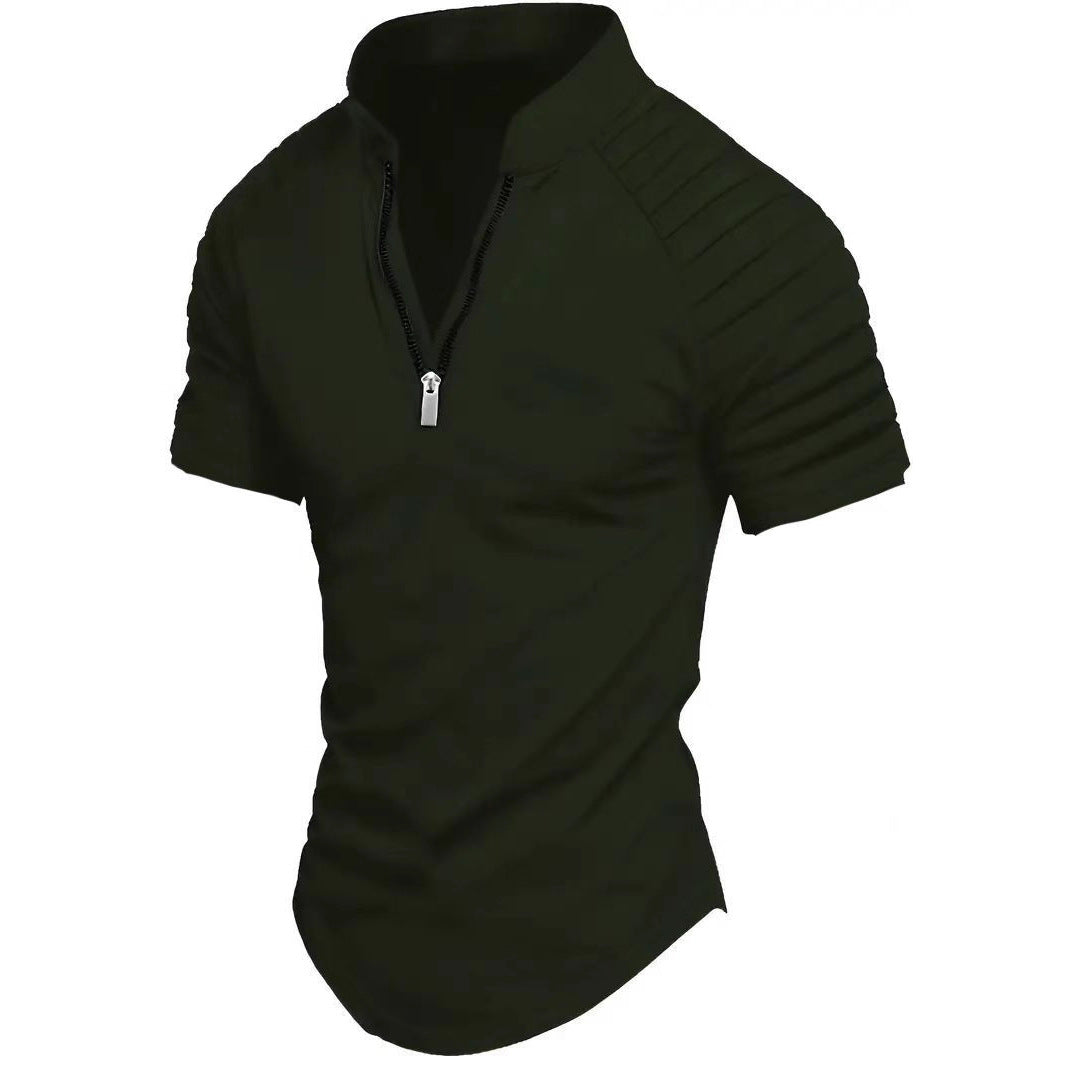 Herren Sportliches Kurzarm-Zip-Shirt Aliams