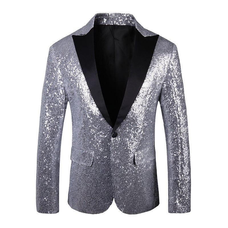 Herren Glänzender Pailletten Blazer Aliams