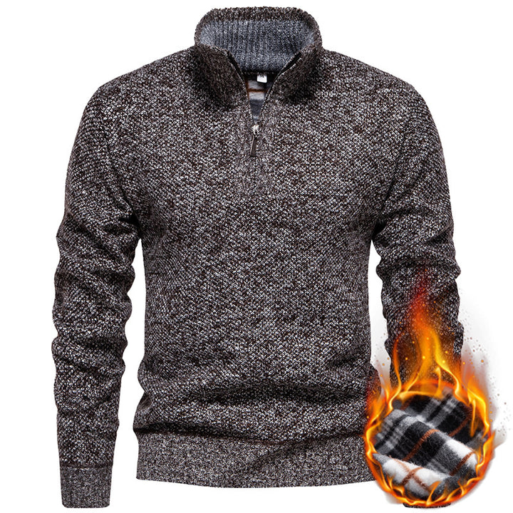 Herren Strickpullover mit halbem Reißverschluss und modischem Strukturdesign Aliams