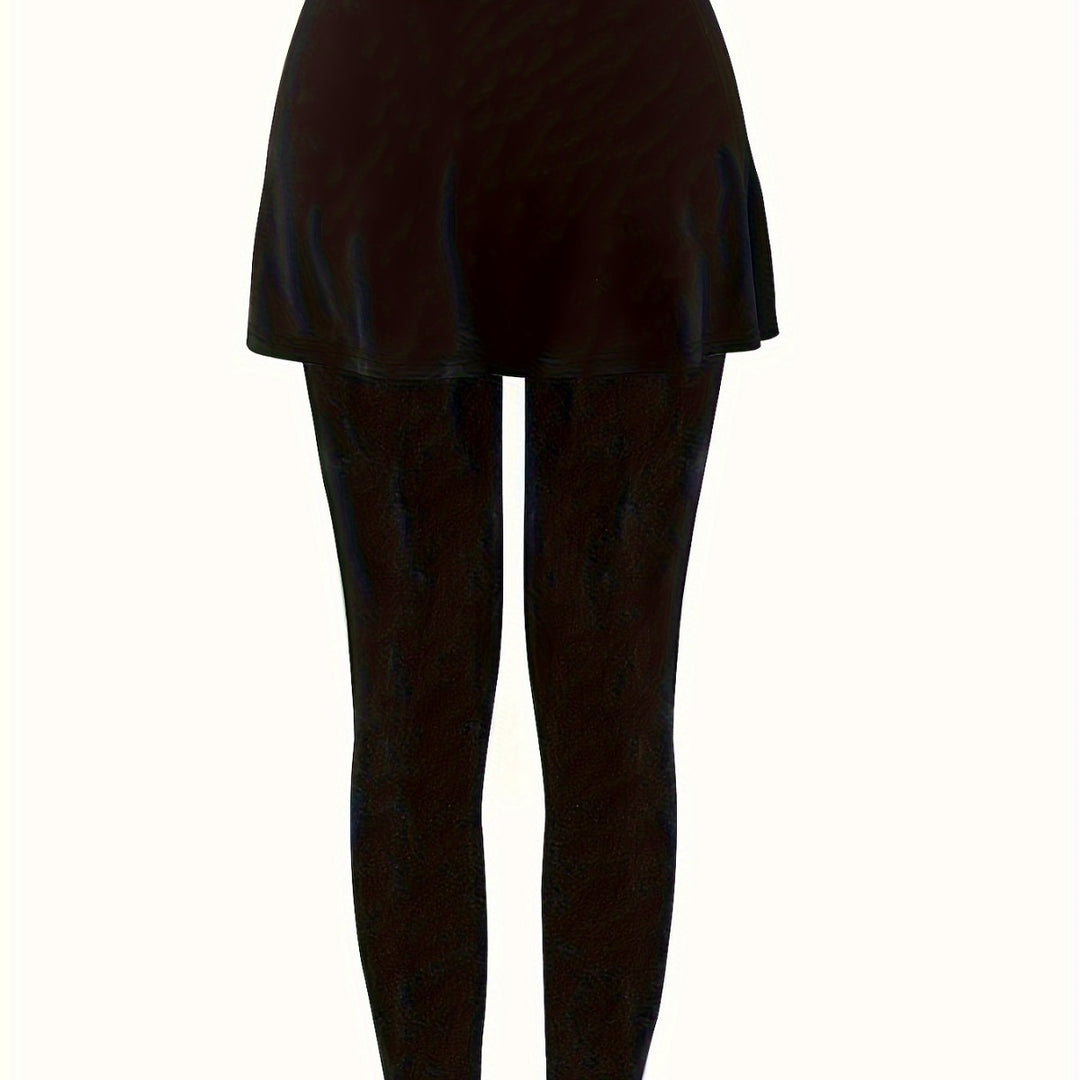 Damen Leggings mit rockähnlicher Einlage und hohem Bund Aliams