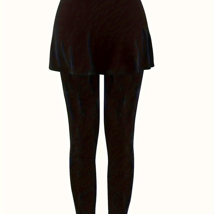 Damen Leggings mit rockähnlicher Einlage und hohem Bund Aliams