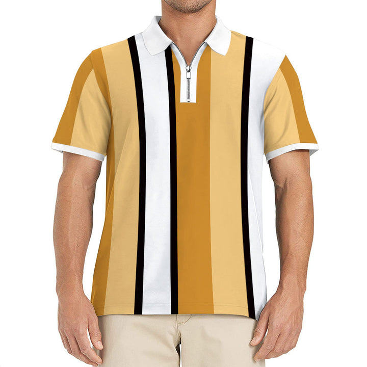 Herren Poloshirt mit praktischem Reißverschluss und modernem Streifendesign Aliams